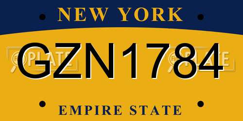 GZN1784 New York License Plate