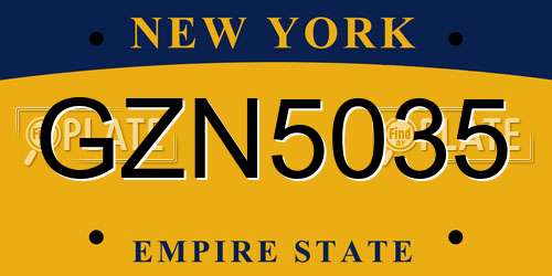 GZN5035 New York License Plate