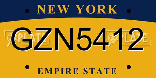GZN5412 New York License Plate