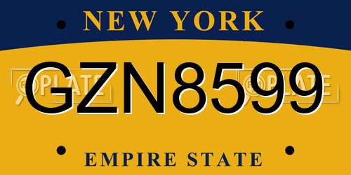 GZN8599 New York License Plate