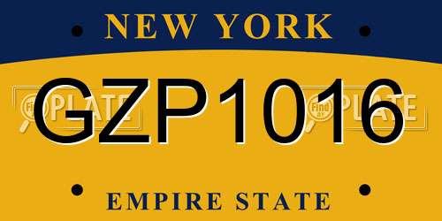 GZP1016 New York License Plate