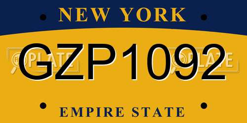 GZP1092 New York License Plate