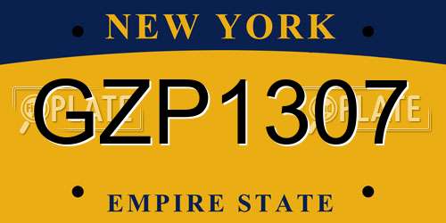 GZP1307 New York License Plate