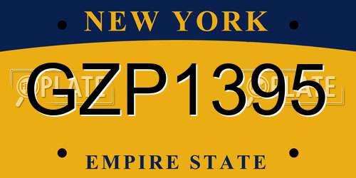 GZP1395 New York License Plate