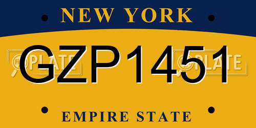 GZP1451 New York License Plate