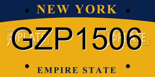 GZP1506 New York License Plate