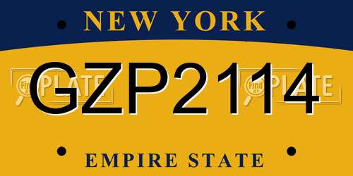 GZP2114 New York License Plate