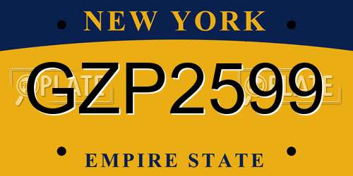 GZP2599 New York License Plate