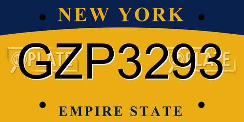GZP3293 New York License Plate