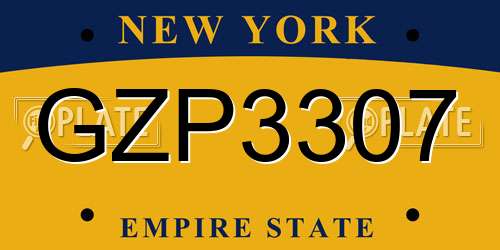 GZP3307 New York License Plate