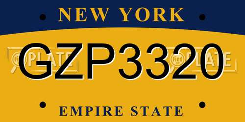 GZP3320 New York License Plate