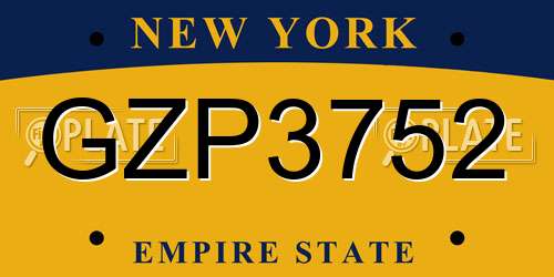 GZP3752 New York License Plate