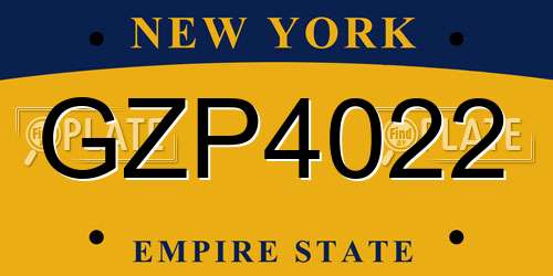 GZP4022 New York License Plate