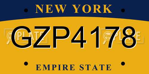 GZP4178 New York License Plate