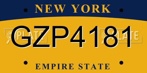 GZP4181 New York License Plate