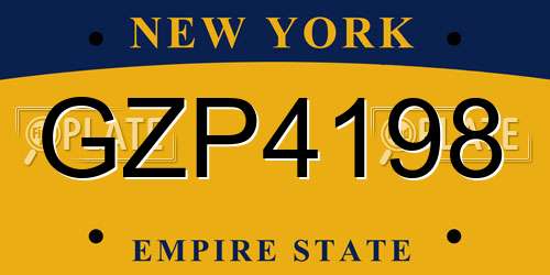 GZP4198 New York License Plate