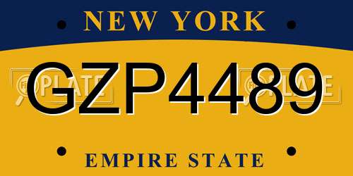 GZP4489 New York License Plate