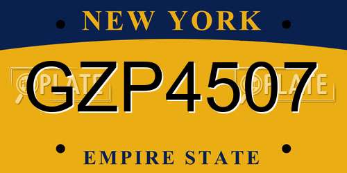 GZP4507 New York License Plate