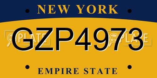 GZP4973 New York License Plate