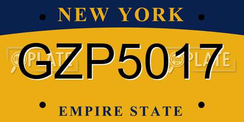 GZP5017 New York License Plate