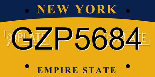 GZP5684 New York License Plate