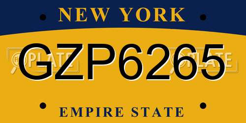 GZP6265 New York License Plate