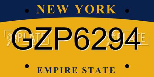 GZP6294 New York License Plate