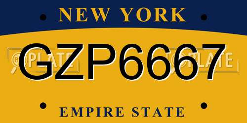 GZP6667 New York License Plate
