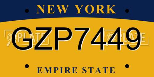 GZP7449 New York License Plate
