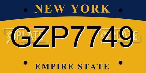 GZP7749 New York License Plate