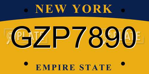 GZP7890 New York License Plate