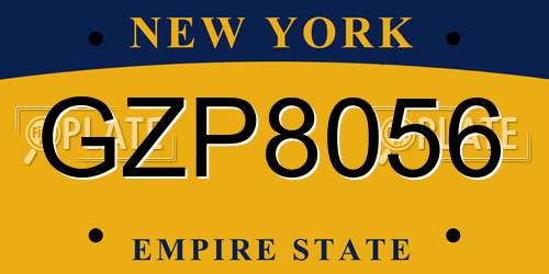 GZP8056 New York License Plate