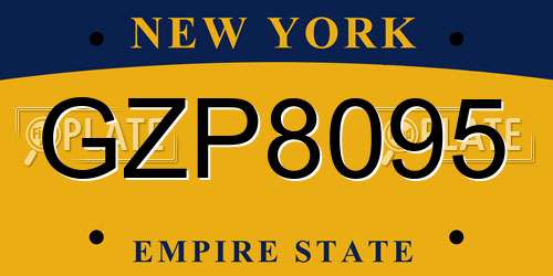 GZP8095 New York License Plate