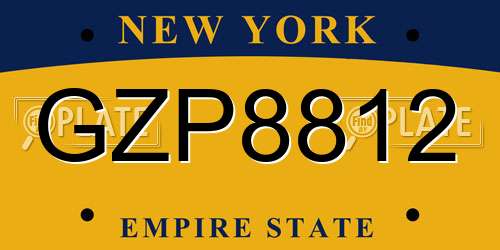 GZP8812 New York License Plate