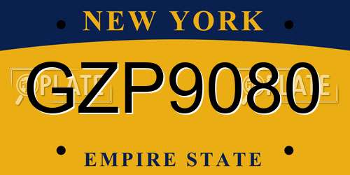 GZP9080 New York License Plate