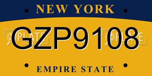 GZP9108 New York License Plate
