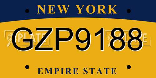 GZP9188 New York License Plate
