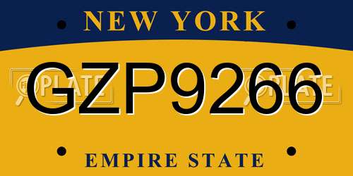 GZP9266 New York License Plate