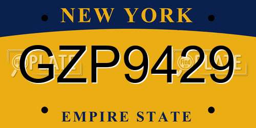 GZP9429 New York License Plate
