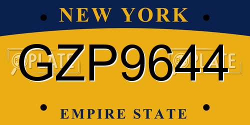 GZP9644 New York License Plate