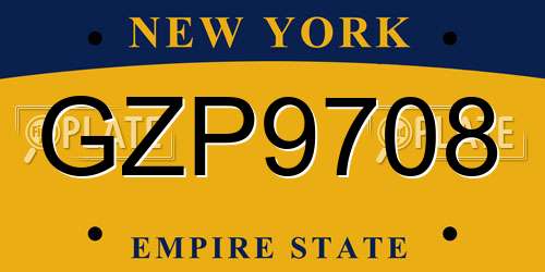 GZP9708 New York License Plate