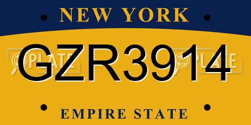 GZR3914 New York License Plate
