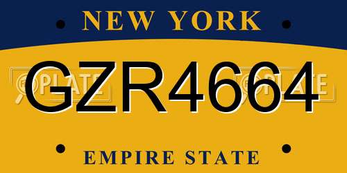 GZR4664 New York License Plate