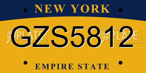 GZS5812 New York License Plate