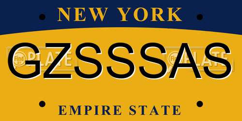 GZSSSAS New York License Plate