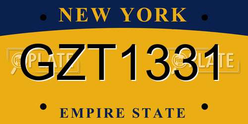 GZT1331 New York License Plate