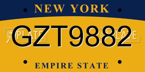 GZT9882 New York License Plate