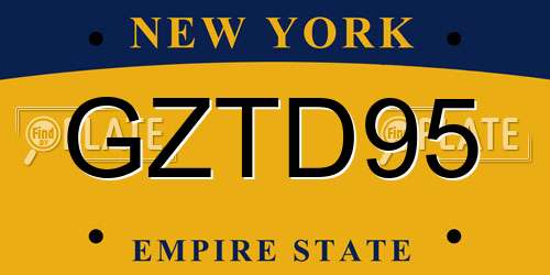 GZTD95 New York License Plate