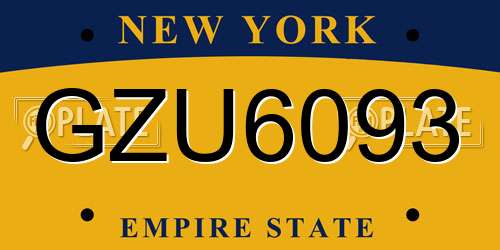 GZU6093 New York License Plate