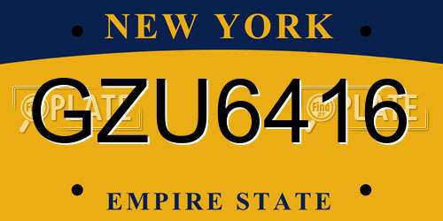 GZU6416 New York License Plate